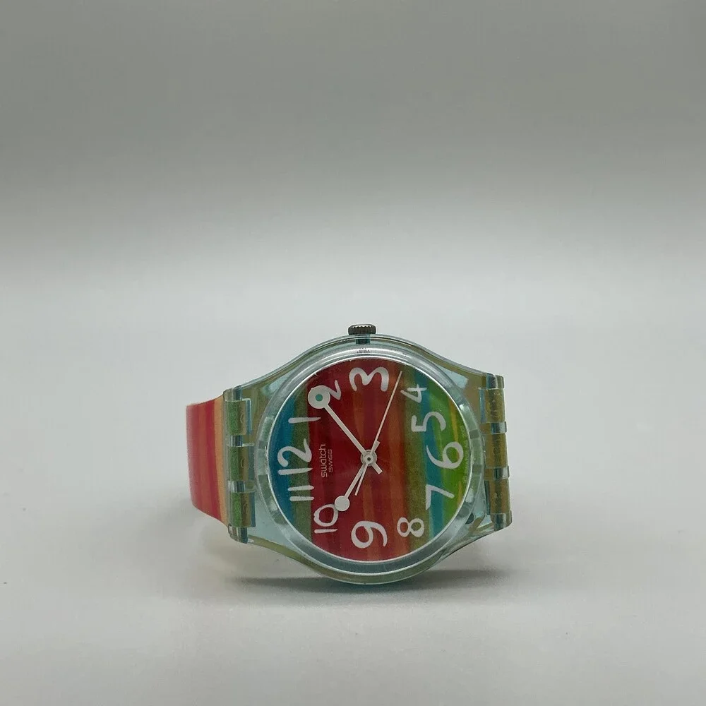 Swatch Color The Sky Men Watch 34mm Rainbow Dial Swiss GS124 New Battery